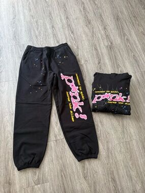 Black & Pink Mens Sp5der Set (Size XL)
